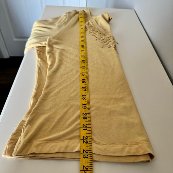 St John Yellow V-Neck Top Embellished Beaded Party Holiday Glam Classic - Picture 15 of 16